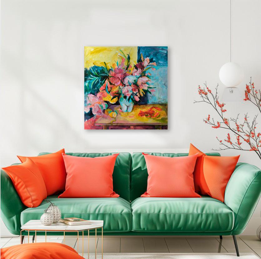 
The painting “Still Life with Crab” combines elements of piquancy and intrigue. The central place is occupied by a vase of flowers, depicted in the form of a female body, emphasizing sensuality and grace. The presence of crab on the table adds an