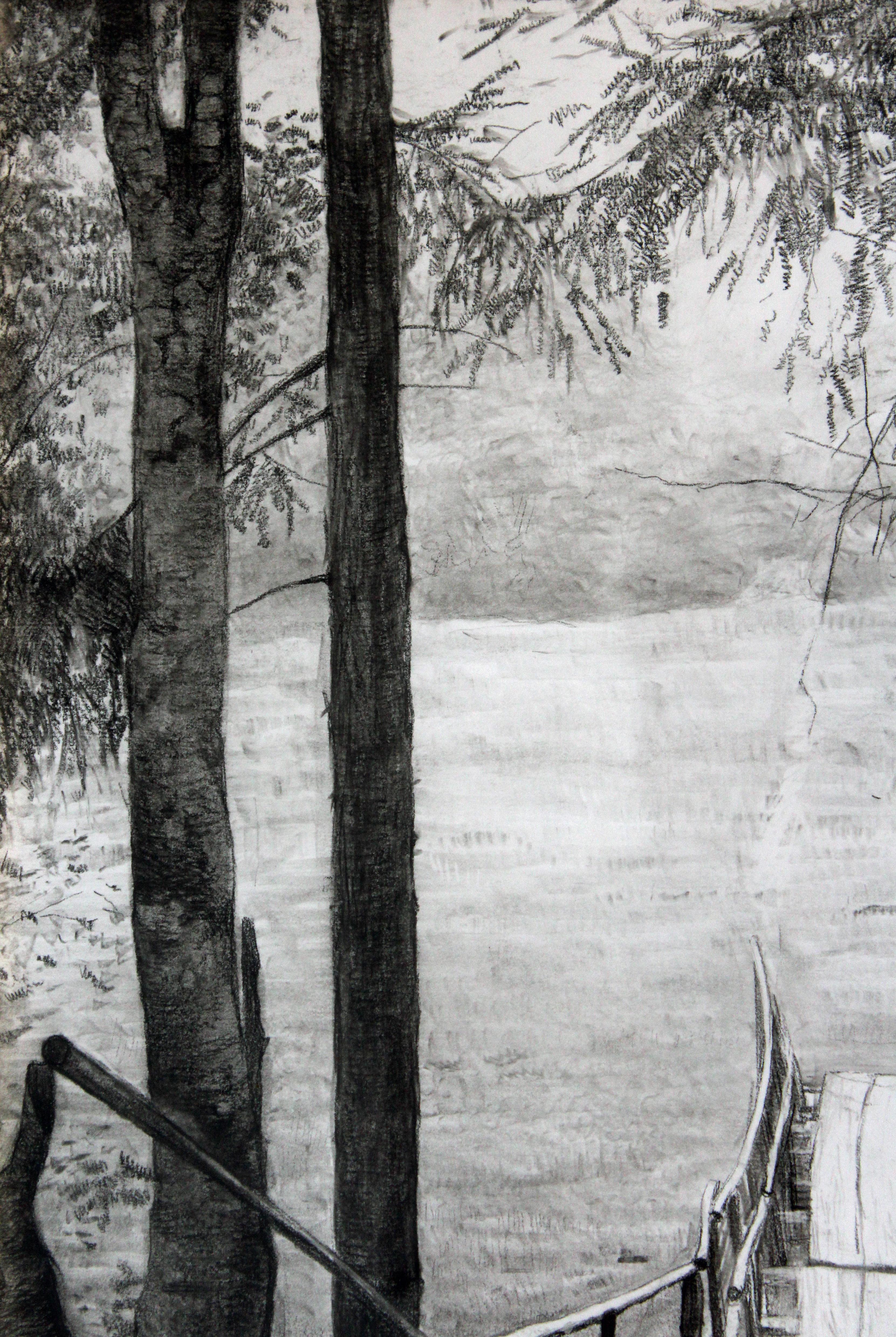 Puente peatonal - Landscape Art Negro de Simon Kozhin
