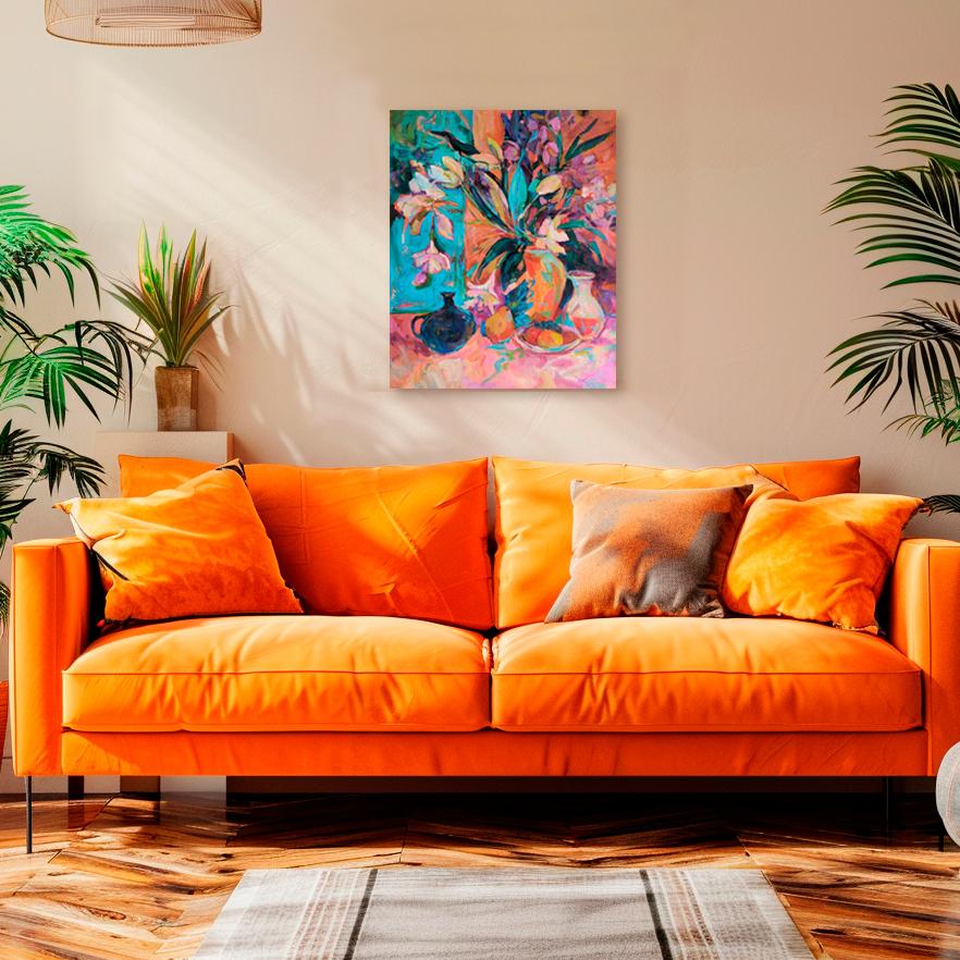Bodegón con flores y frutas - Portrait Marrón de Julia Ruf