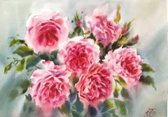 Summer light Watercolor painting with Roses