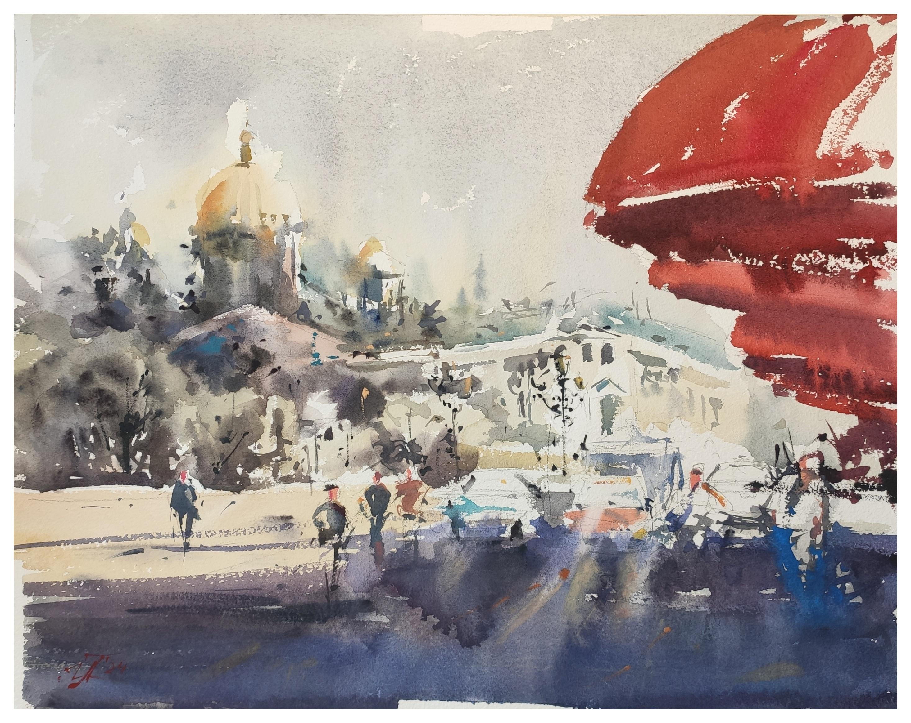 Irina Pronina Landscape Art - City landscape Saint Petersburg Watercolor painting