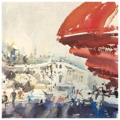 City landscape Saint Petersburg Watercolor painting