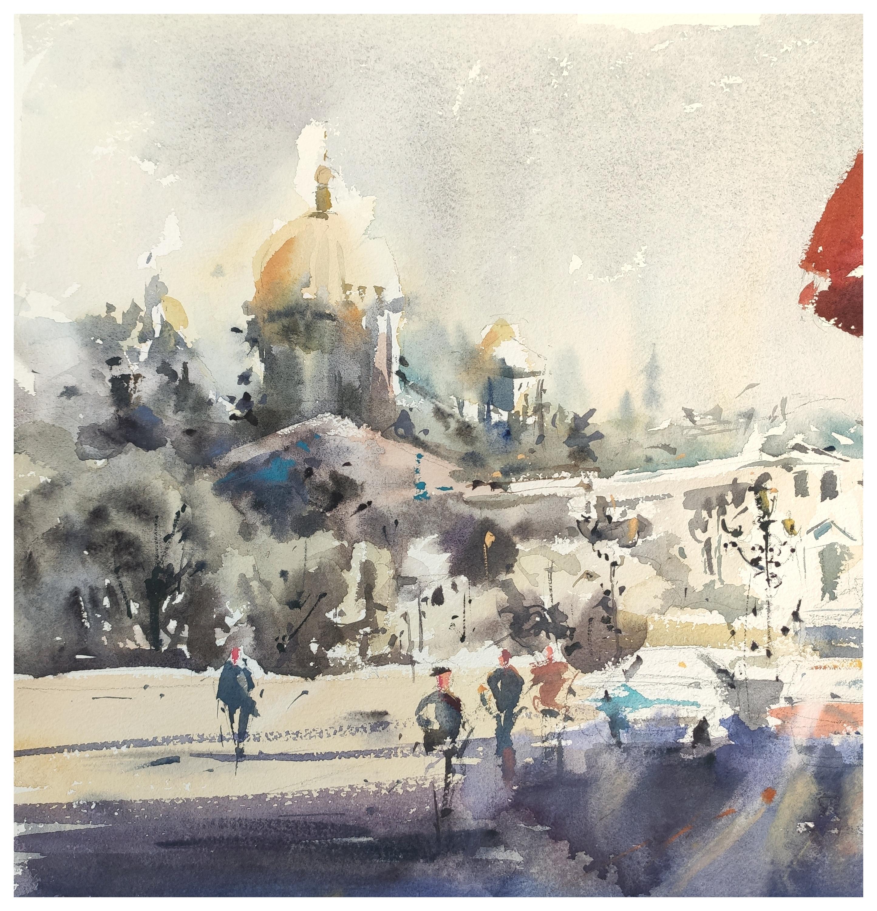 City landscape Saint Petersburg Watercolor painting - Impressionist Art by Irina Pronina
