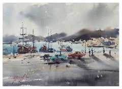 City landscape Greece Watercolor painting