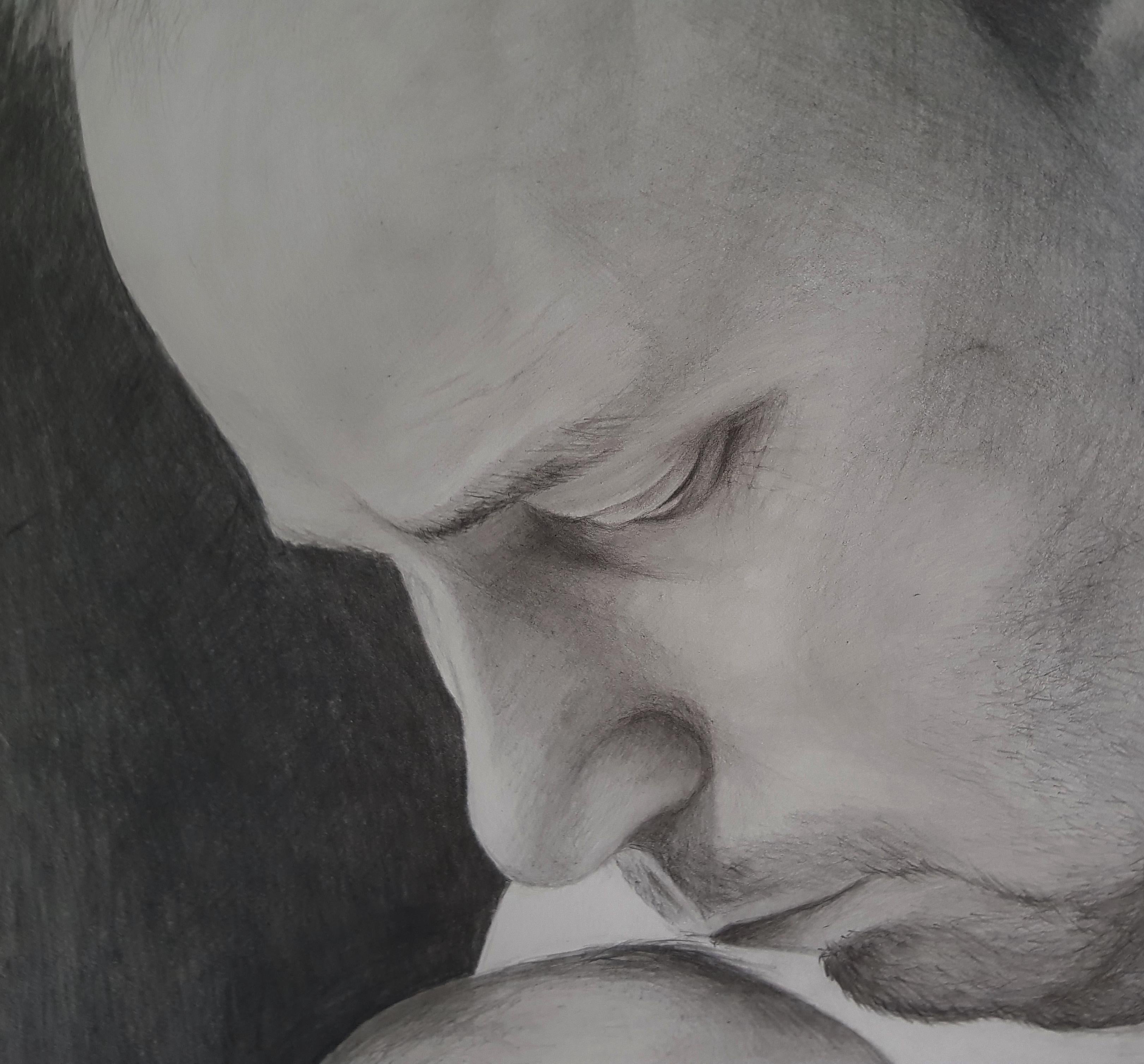 Amore paterno.Disegno grafico su carta - Art di Marina Hein