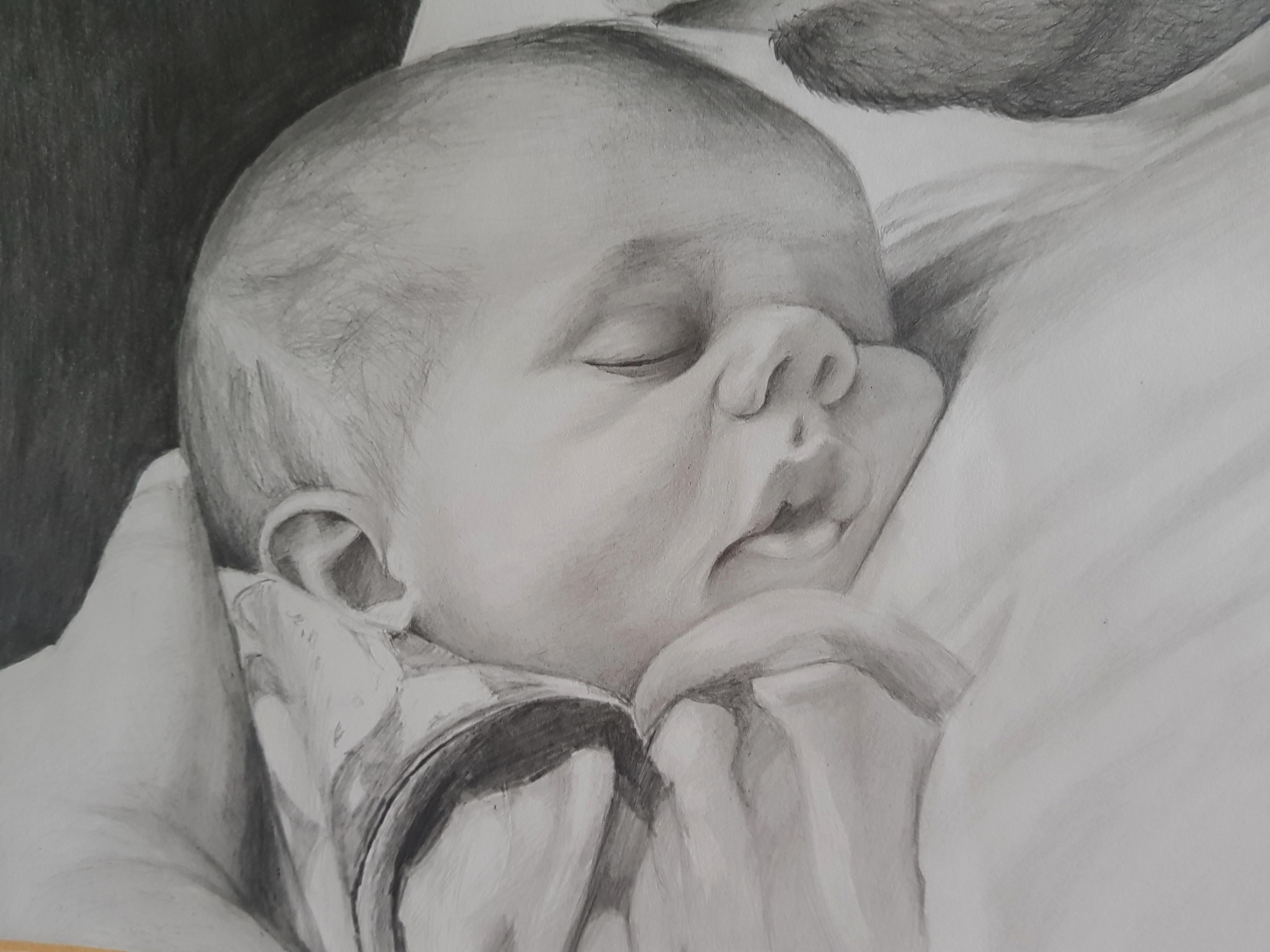 Amore paterno.Disegno grafico su carta - Art Realismo di Marina Hein