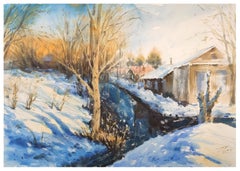 Spring light Watercolor landscape