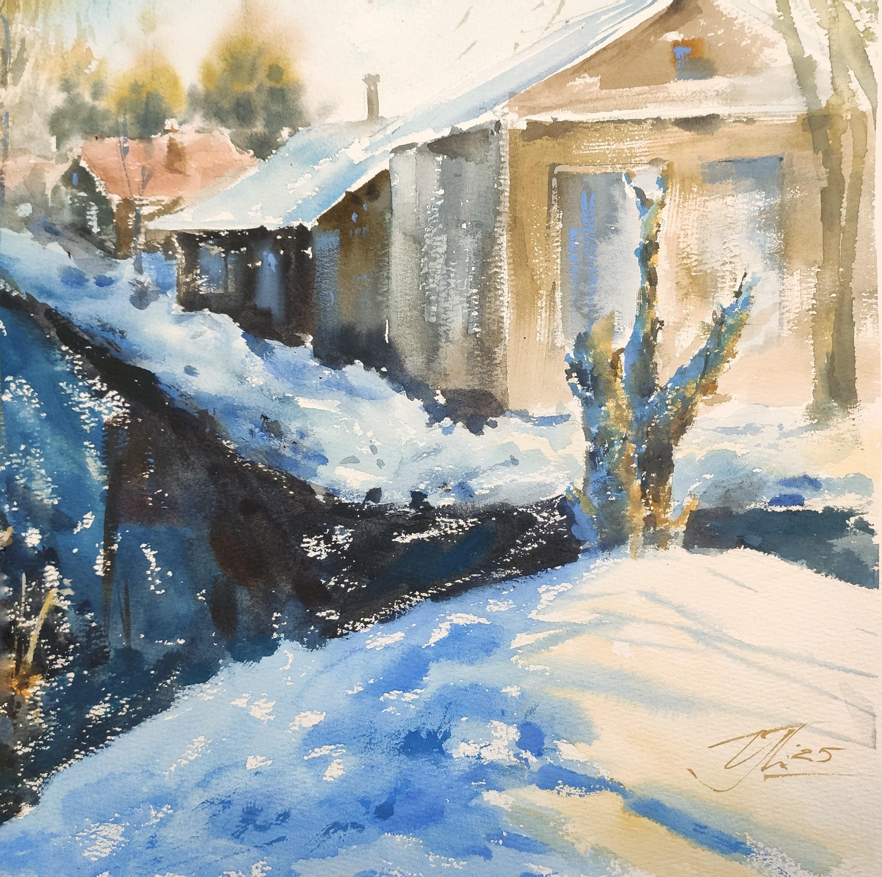 Frühling Licht Aquarell Landschaft im Angebot 1