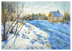 One day in the village Watercolor painting