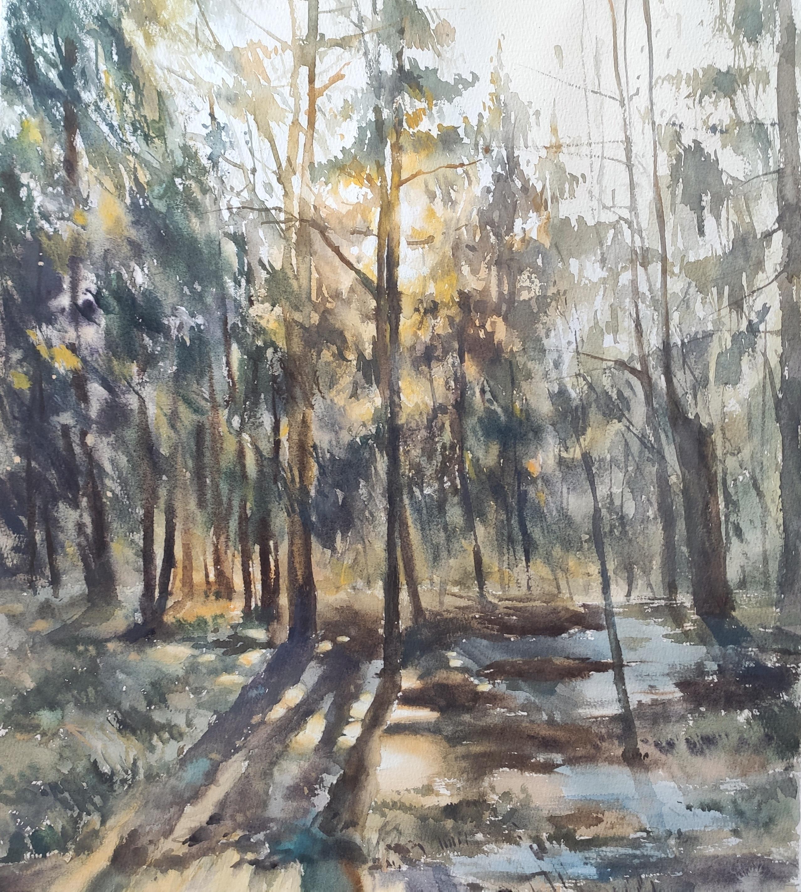 Nach Winter Aquarell-Landschaft im Angebot 1