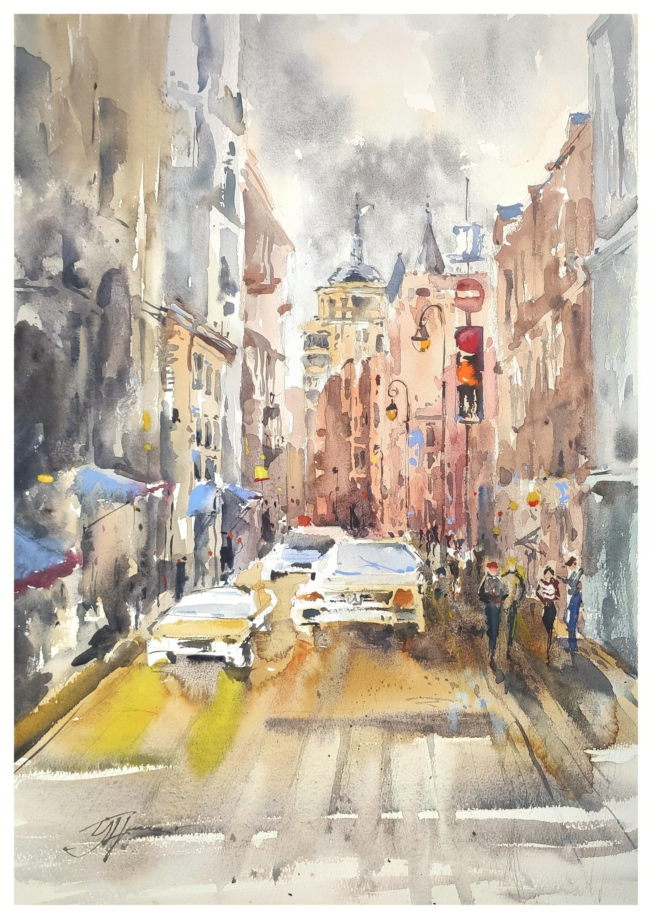 Landscape Art de Irina Pronina  - Acuarela Moscú Acuarela Paisaje urbano