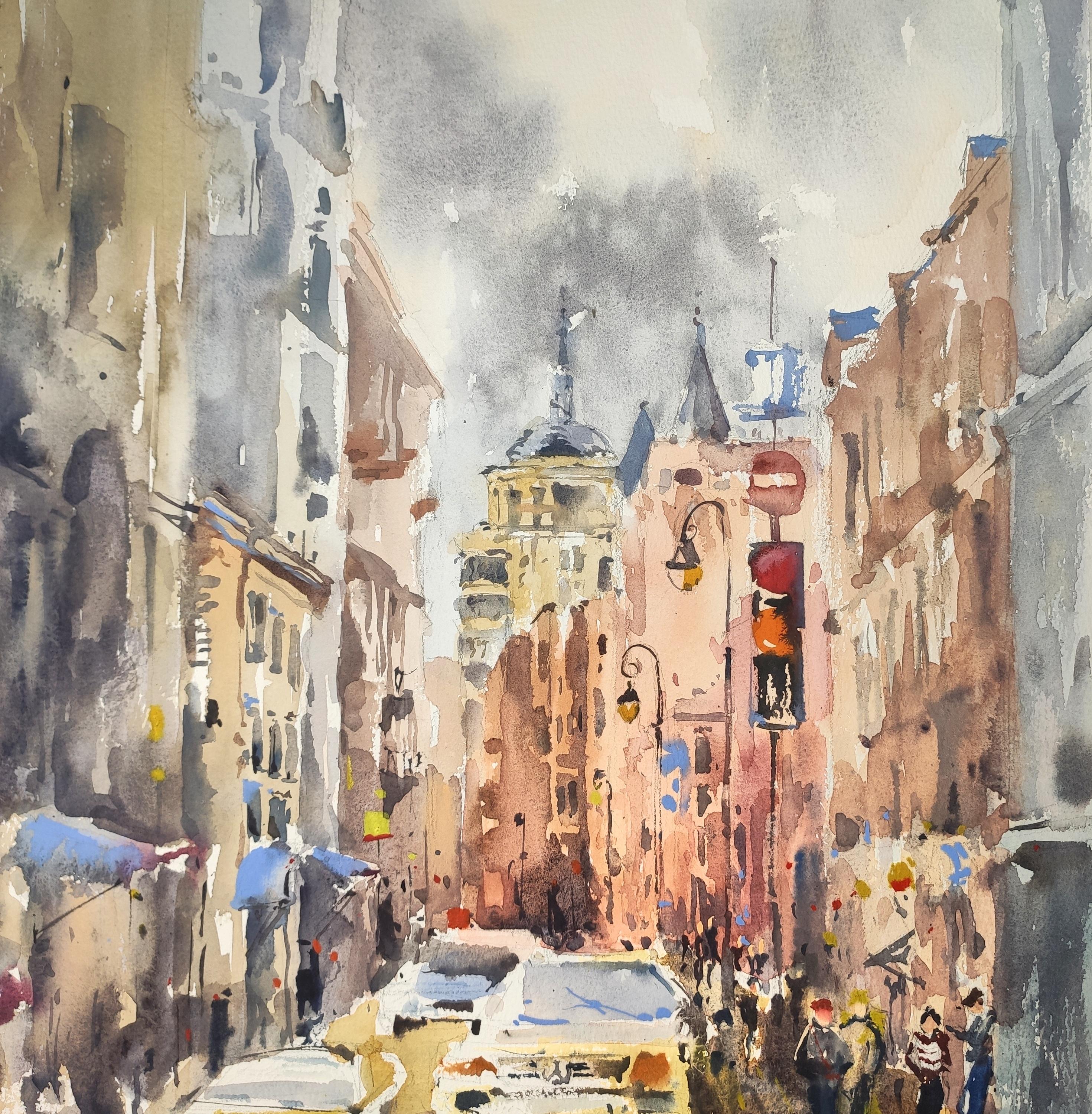 Acuarela Moscú Acuarela Paisaje urbano - Landscape Art Beige de Irina Pronina 