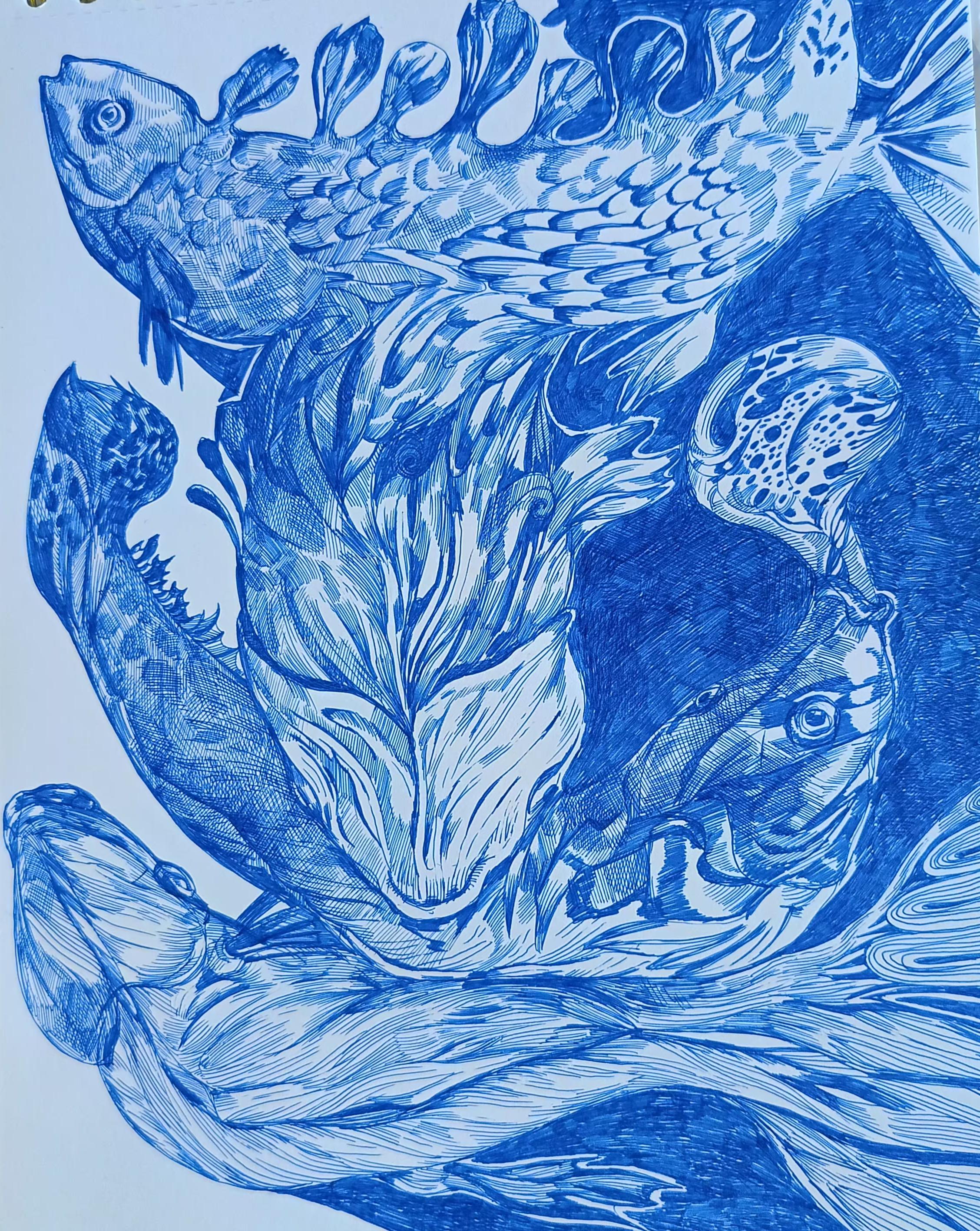 Métamorphoses - Bleu Animal Art par Irina Burda 