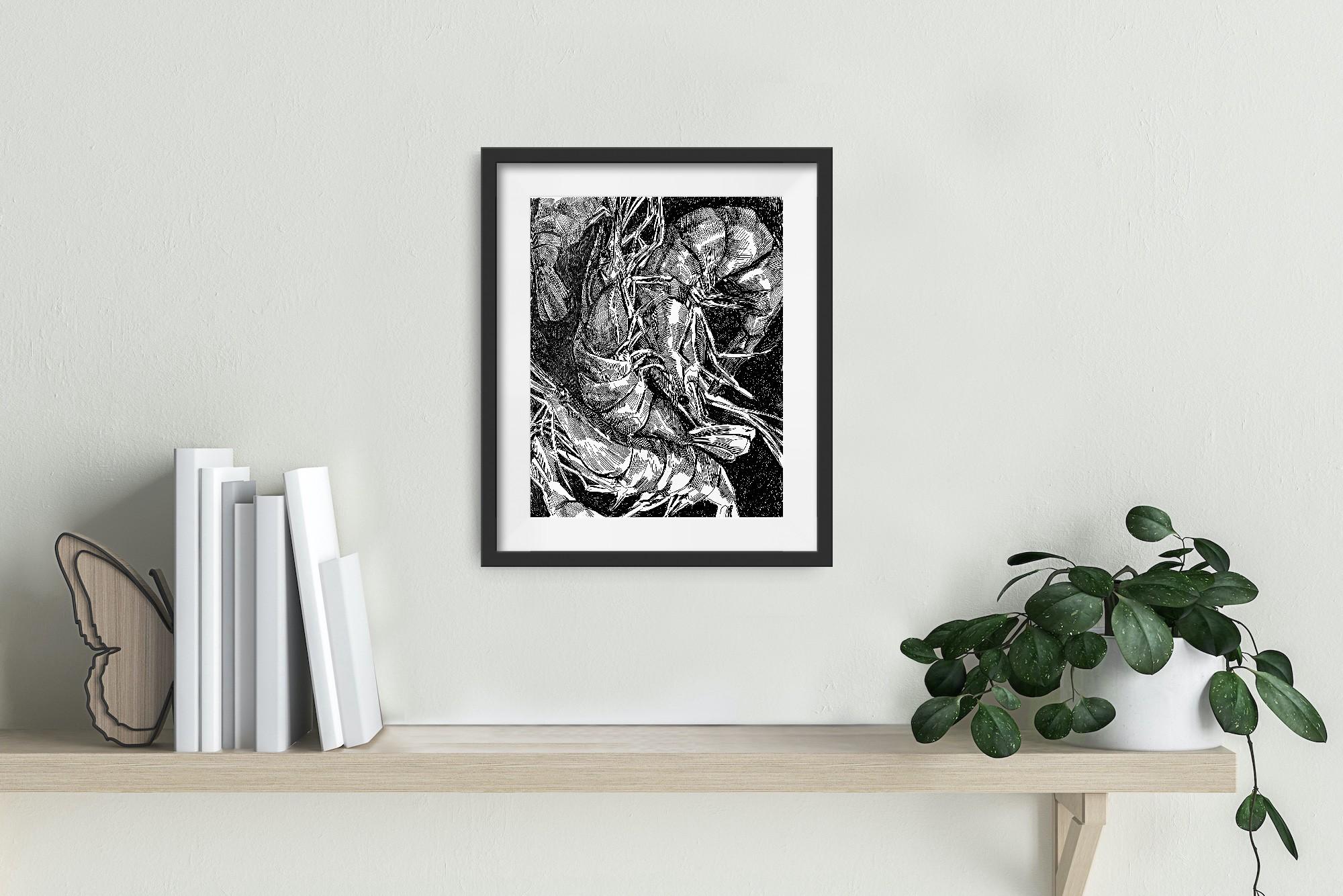 Ich liebe Shrimps sehr. (Schwarz), Animal Art, von Irina Burda 