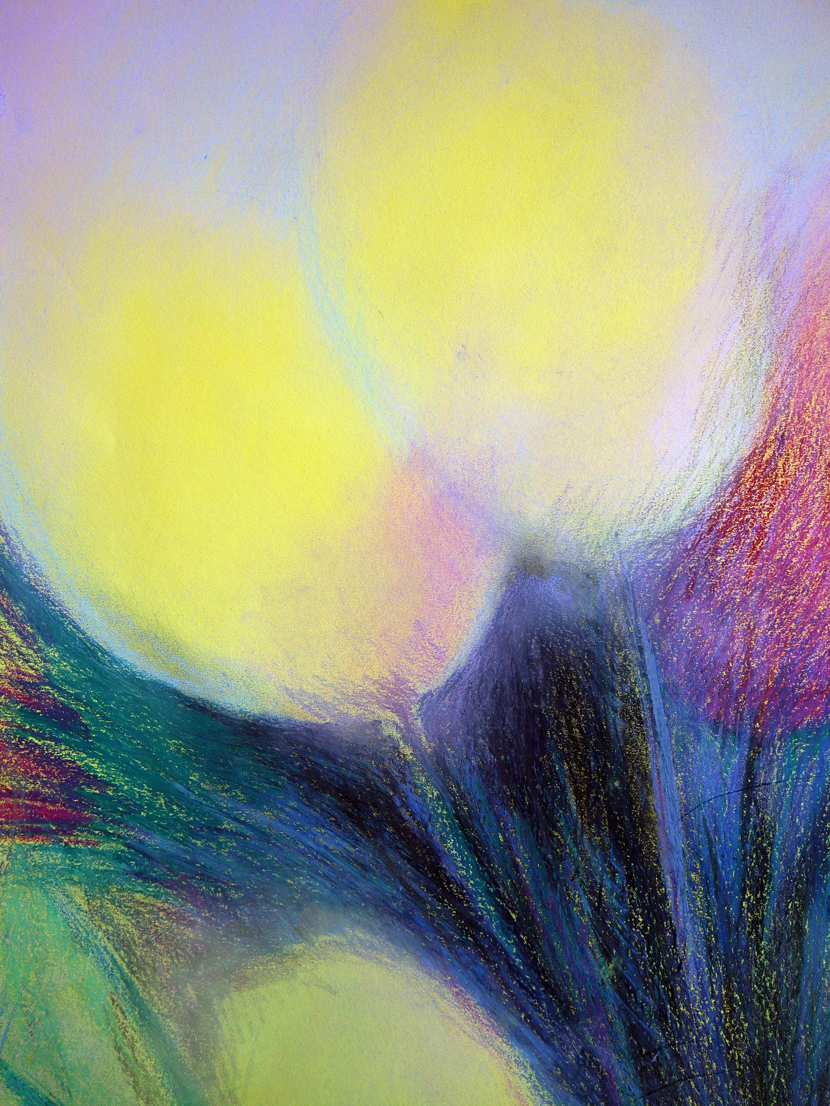 Con l'acrilico, il pastello a olio e la matita colorata su carta, ho riversato in quest'opera un vibrante espressionismo, impressionismo e pop art. Irradia calore e gioia, celebrando i momenti luminosi della vita con fiori gialli morbidi ma