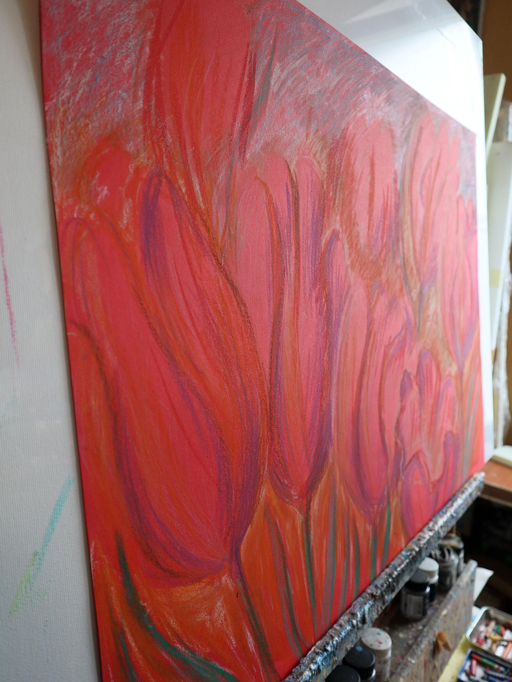Tulips Red 3 - Expressionist Art by RAKHMET REDZHEPOV (RAMZI)
