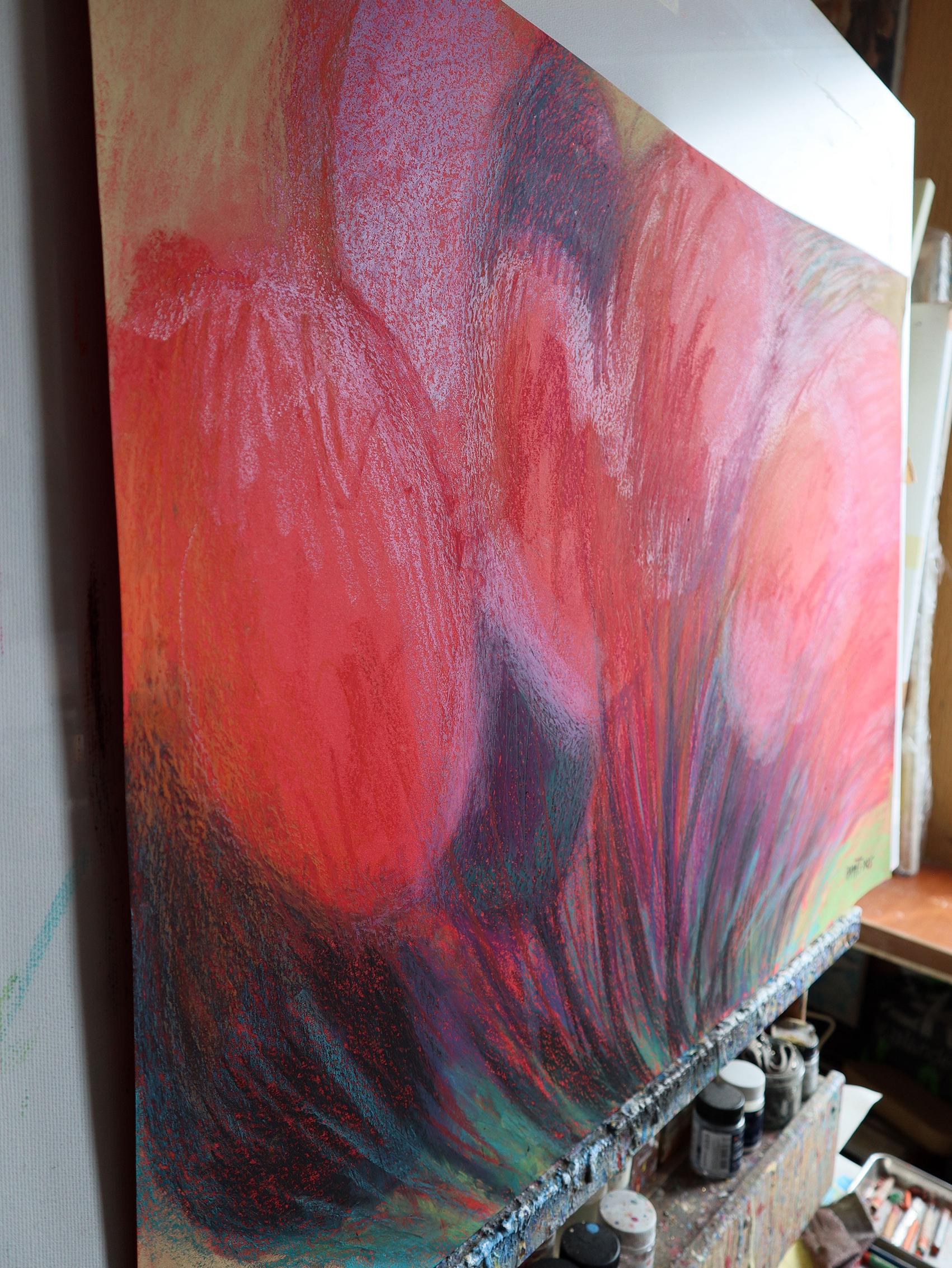 Tulips Red 4 - Expressionist Painting by RAKHMET REDZHEPOV (RAMZI)