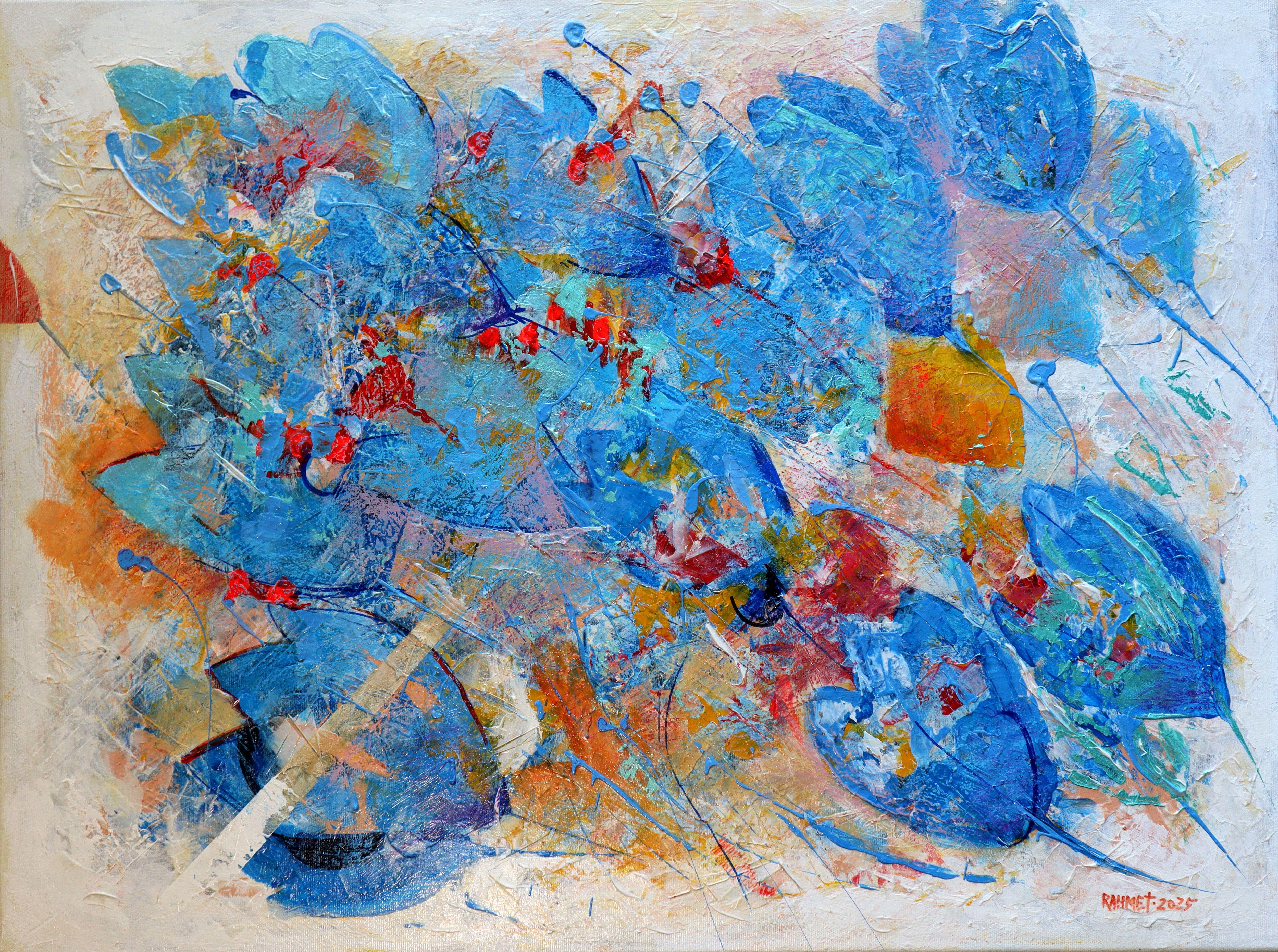 RAKHMET REDZHEPOV (RAMZI) Abstract Painting - Fantasy with Blue Tulips