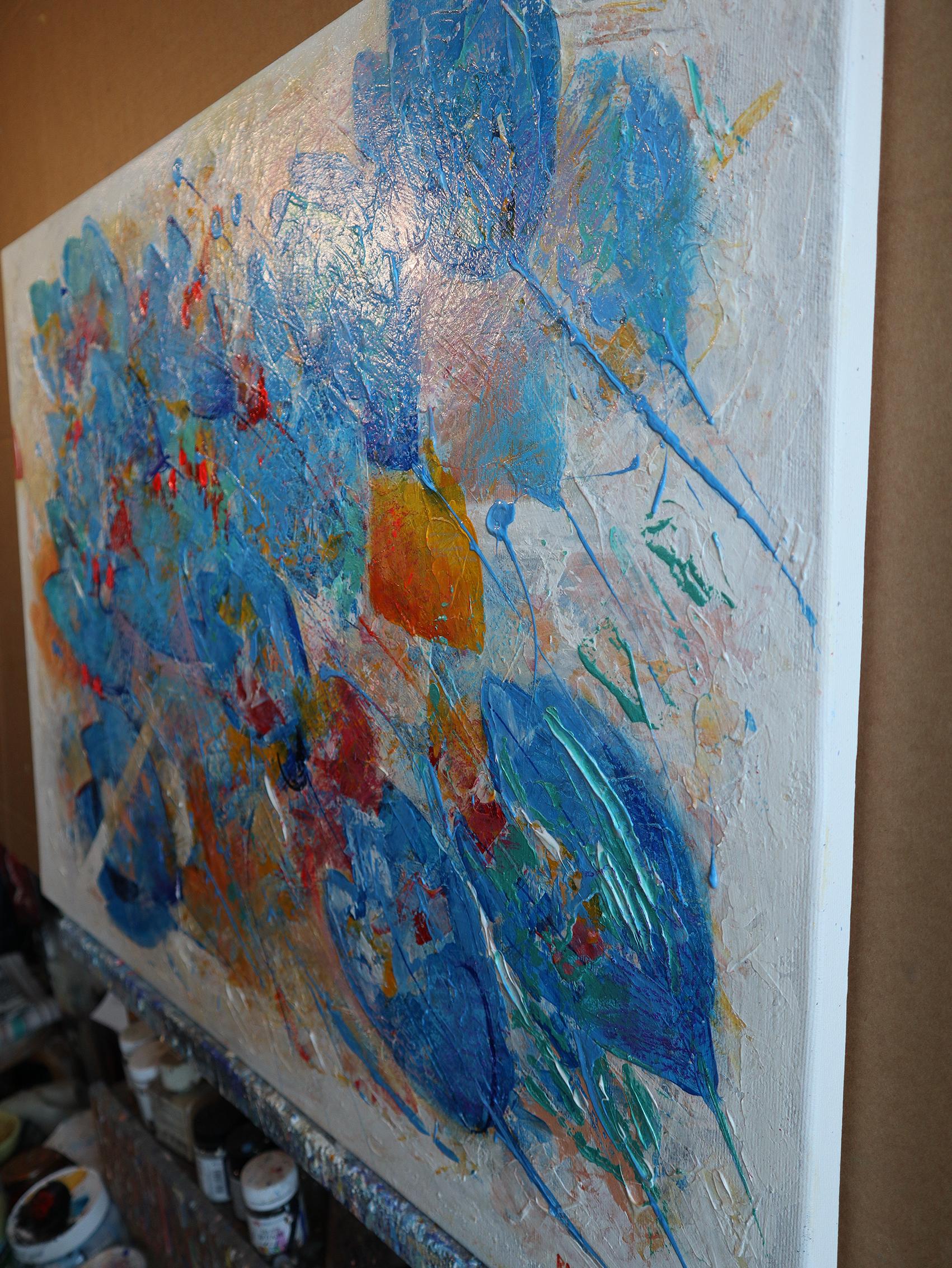 Fantasy with Blue Tulips - Expressionist Painting by RAKHMET REDZHEPOV (RAMZI)