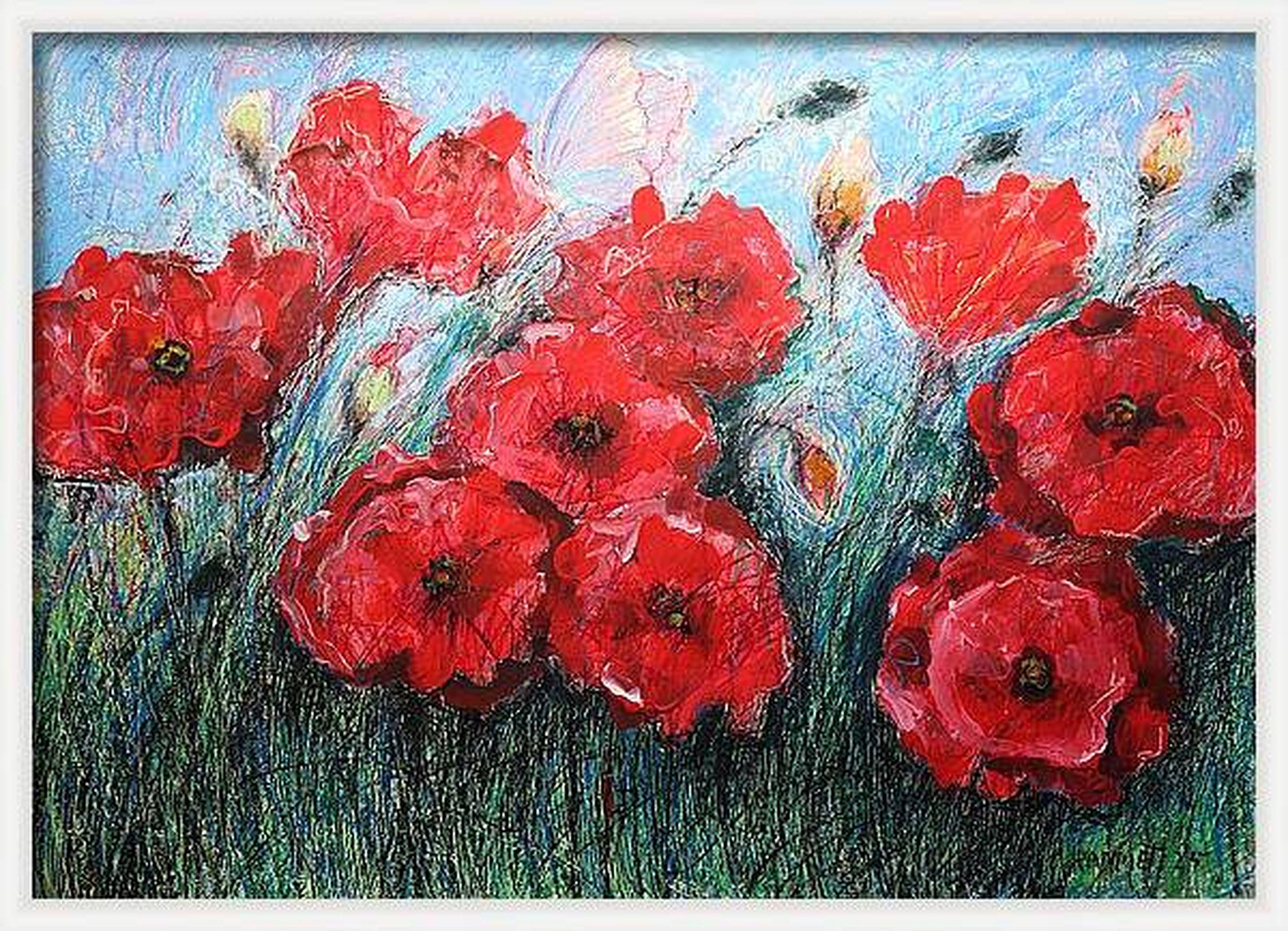 Poppies Red 2 - Expressionist Painting by RAKHMET REDZHEPOV (RAMZI)