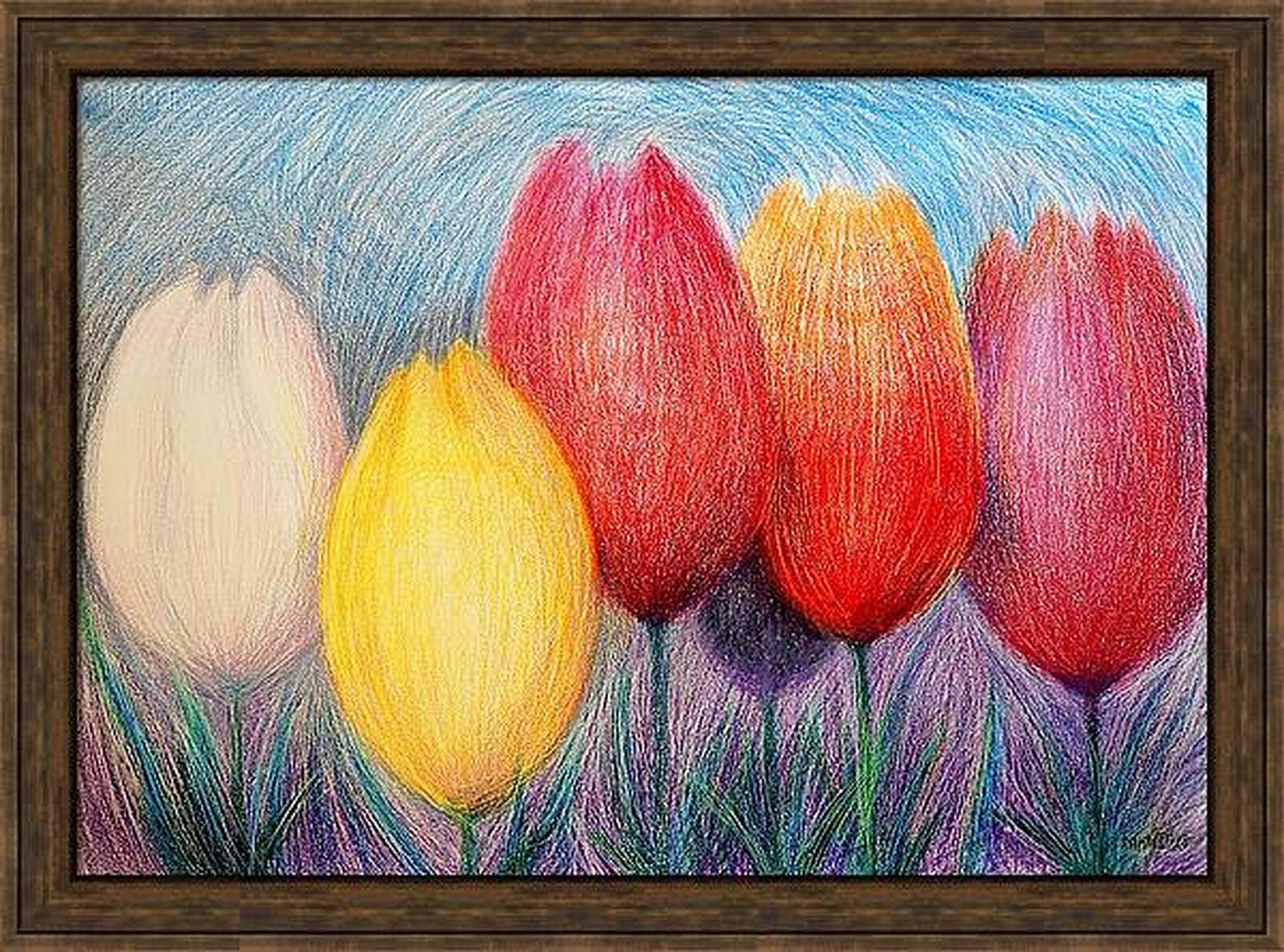 Tulipanes blancos 2 - Painting de RAKHMET REDZHEPOV (RAMZI)