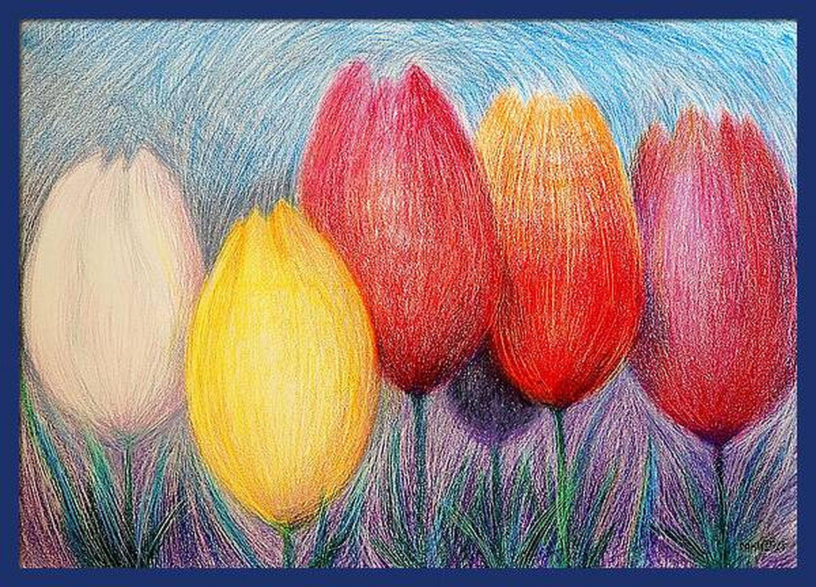 Tulipanes blancos 2 - Painting Expresionista de RAKHMET REDZHEPOV (RAMZI)