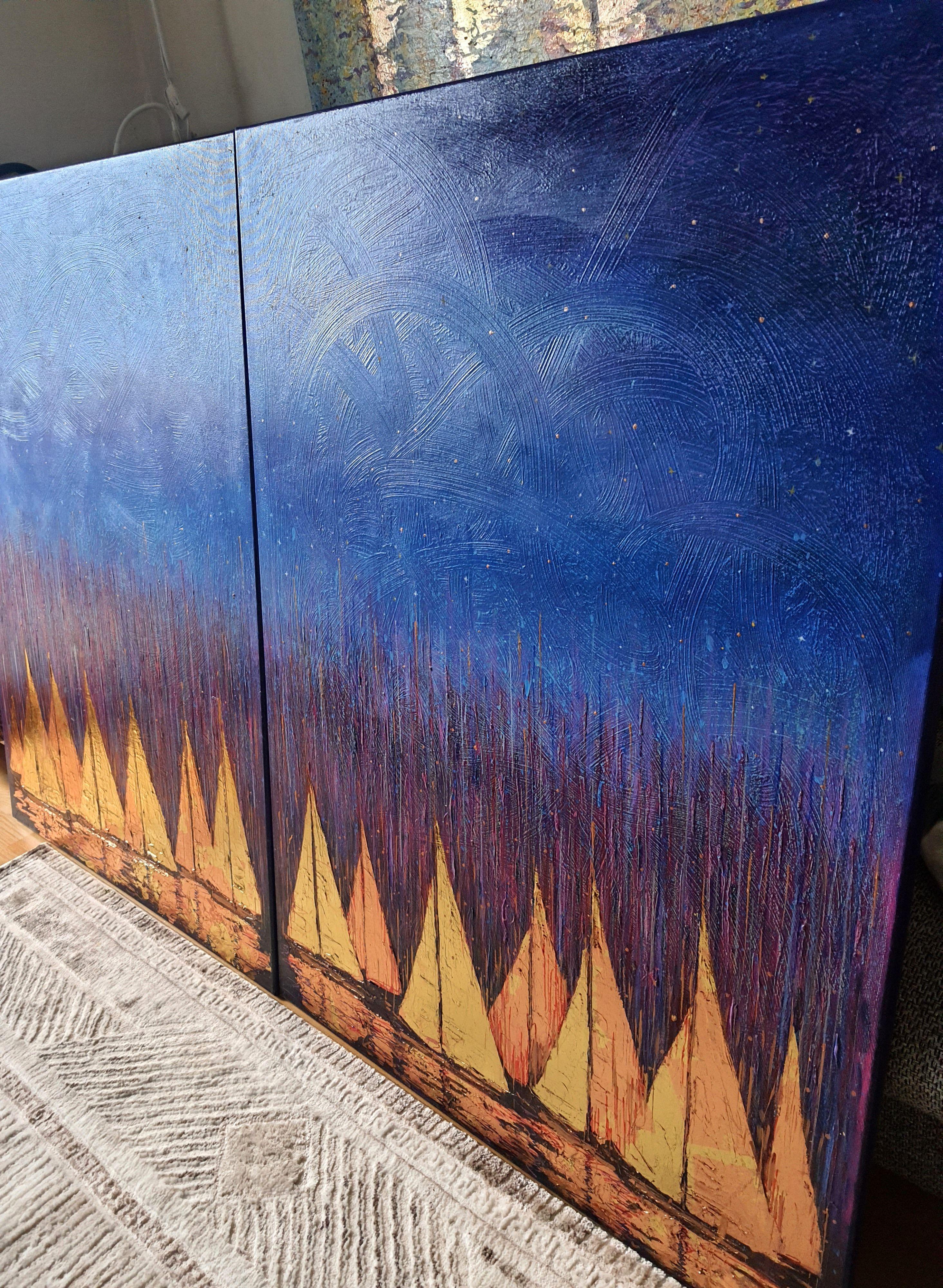 Voiles d'or (diptyque) en vente 6