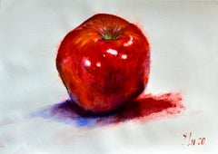 Aquarelle Red Accent sur papier, expressionniste, années 2010, non encadrée