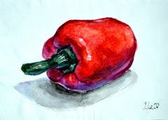 Expressionist Watercolor: The Crimson Pulse (Red Pepper, 2020)
