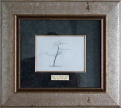 Junger Ahorn Zeichnung mit Bleistift auf Papier, Minimalist, 1998, gerahmt