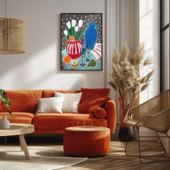 Tulips, Fruit and a Blue Visitor