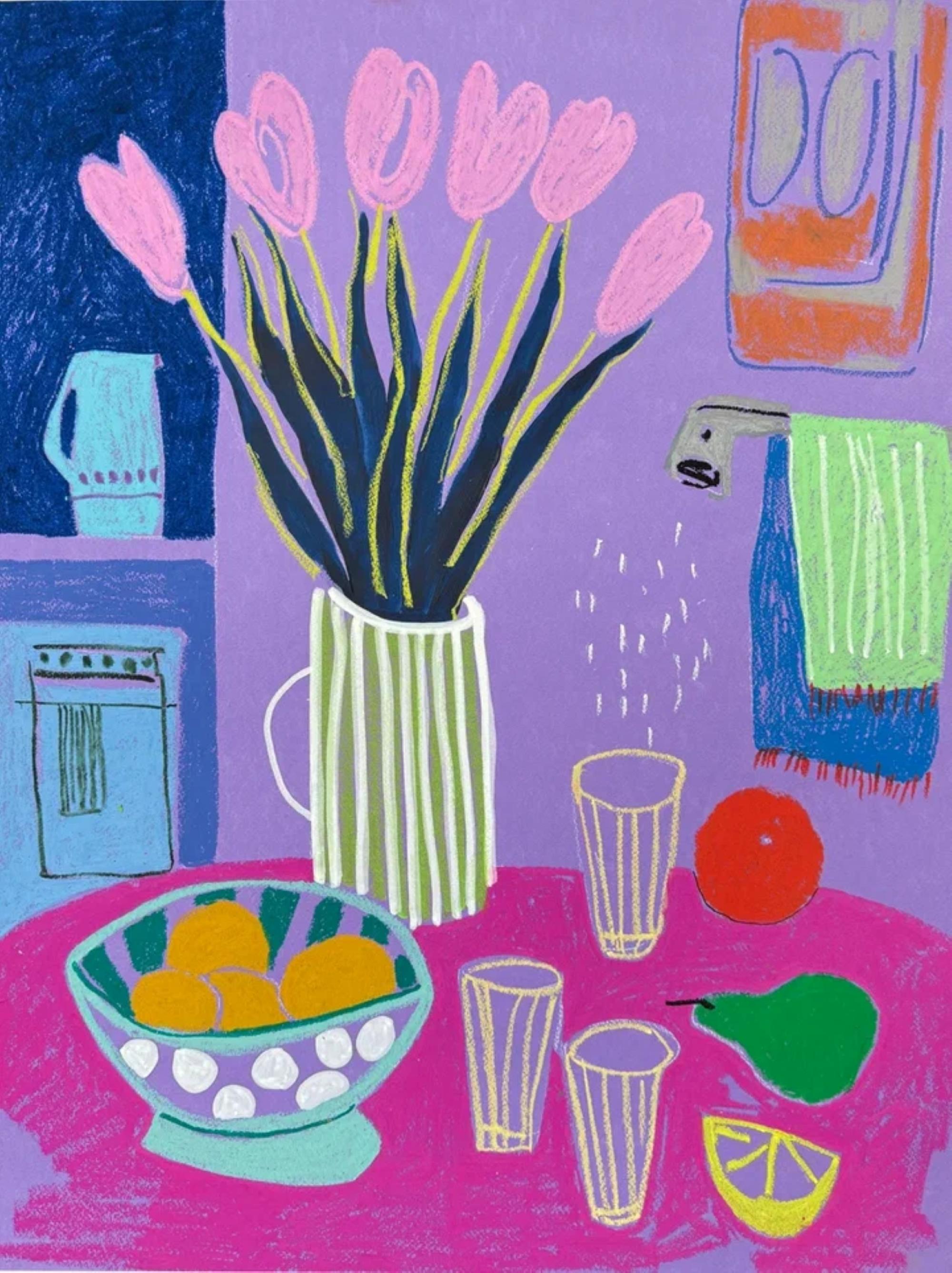 Tulipani rosa e mattine viola