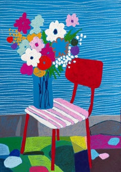 Fleurs rêvant sur une chaise rouge