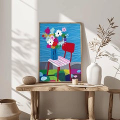 Fleurs rêvant sur une chaise rouge