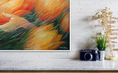 Tulips, Touch : paper, oil pastel, 70x100cm. Very Thick paper