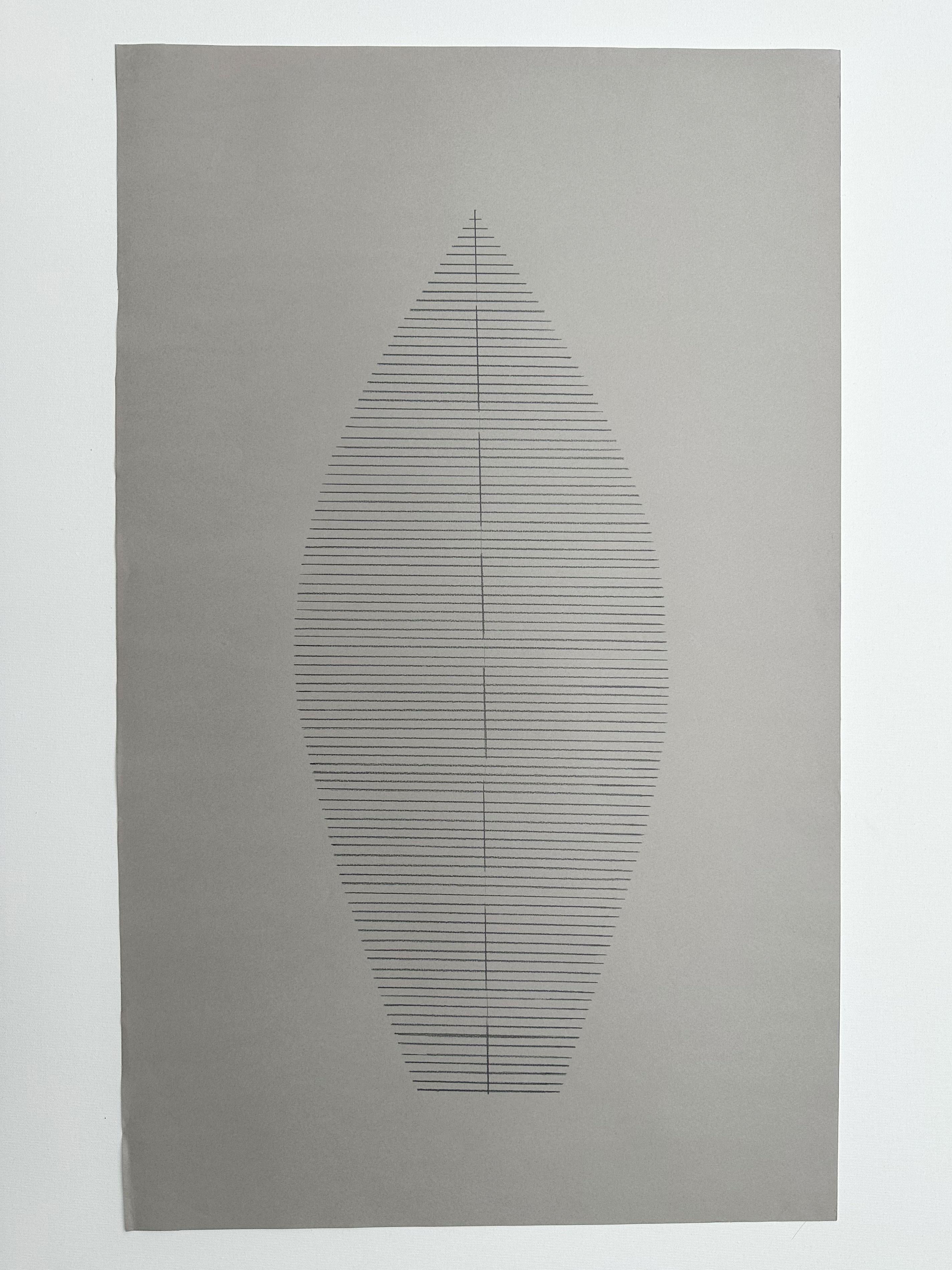„Gore Dark Warm Grey“ Buntstift auf Papier, organische, neutrale Linien, op (Minimalistisch), Art, von Amanda Andersen
