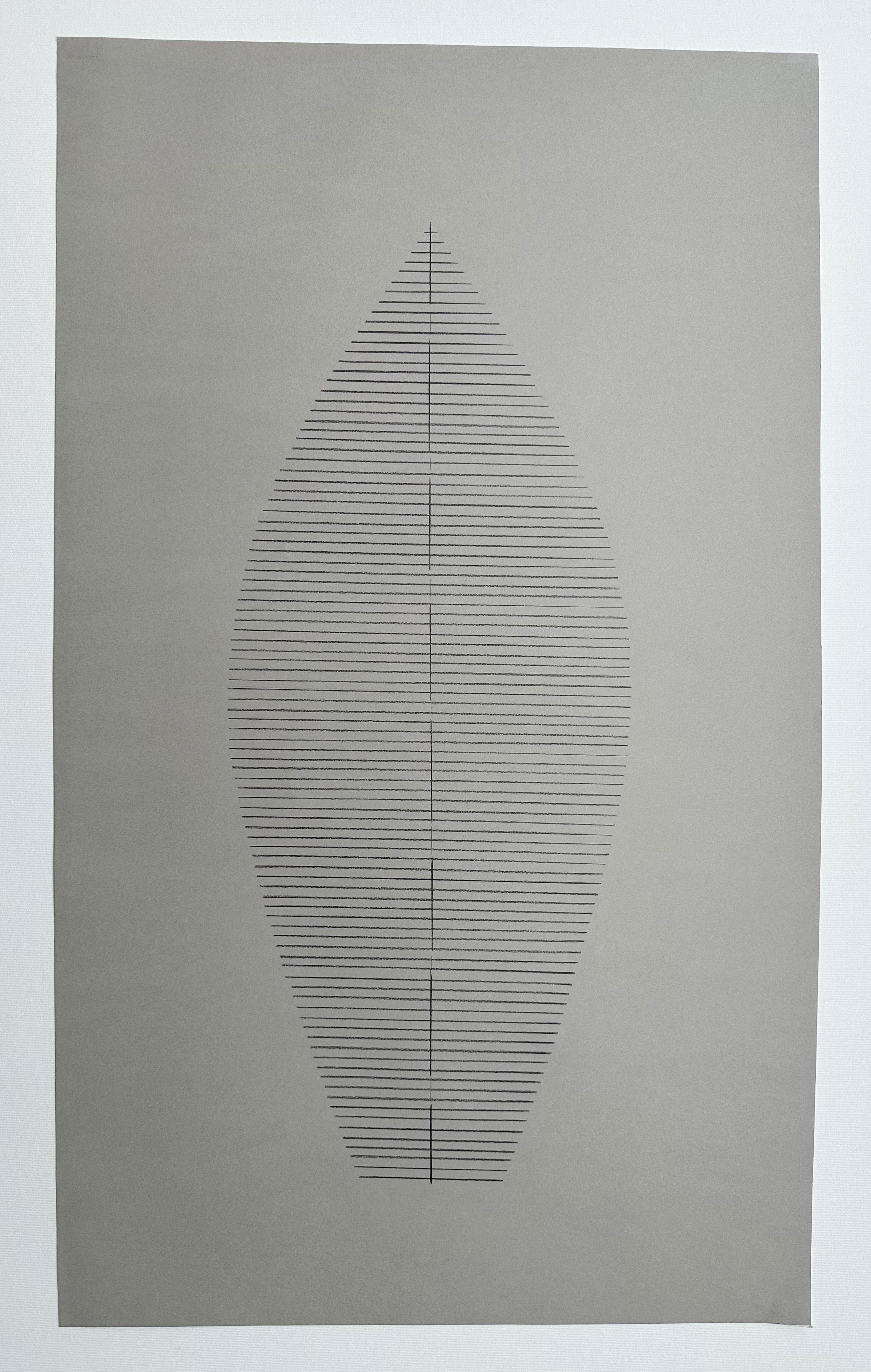 „Gore Dark Cool Grey“ Buntstift auf Papier, Wabi-sabi, organisch, neutral, Linien (Minimalistisch), Art, von Amanda Andersen