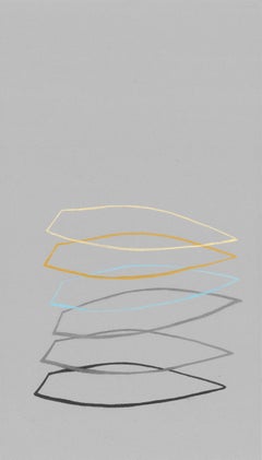 Un dessin minimaliste à l'huile Pastel Paper, des contours organiques neutres et délicats gris empilés