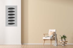 "Six Gores" Minimal drawing Oil Pastel on Paper, organic neutral, black, pattern