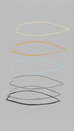 Gore Pattern III Pastel d'huile sur papier, contours, organique, neutre, gris minimal