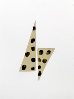 "Tallons Two" Collage on Paper, polka-dots, beige, neutral, geometric, modern