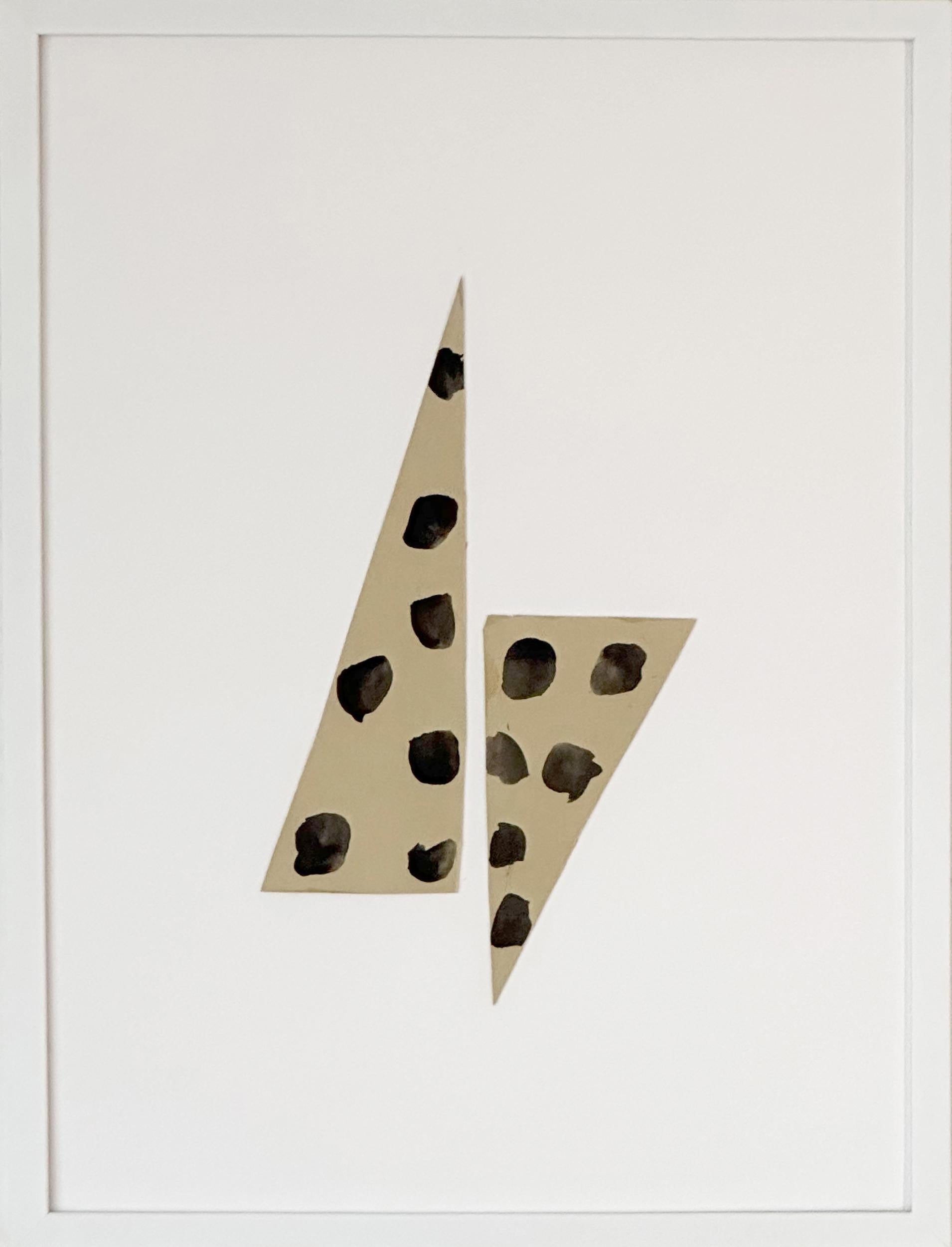 Amanda Andersen Abstract Drawing - "Tallons Two" Collage on Paper, polka-dots, beige, neutral, geometric, modern