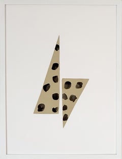 "Tallons Two" Collage on Paper, polka-dots, beige, neutral, geometric, modern