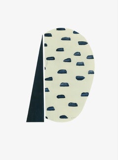 Collage on Paper polka-dots dark blue beige minimal geometric playful asymmetry 