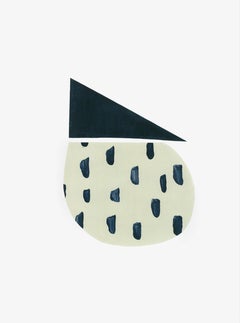 Collage on Paper polkadots dark blue beige modern geometric abstract asymmetry 