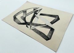 "Knotted Abstraction: Milkmaid" neutral monochromatic pastel drawing on paper