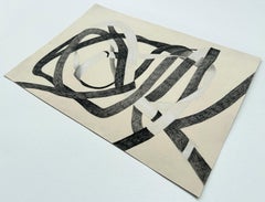 "Knotted Abstraction: Waterfall" neutral monochromatic pastel drawing on paper