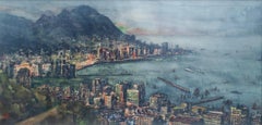 Vintage Signed Kam Cheung Ling Watercolor of Hong Kong