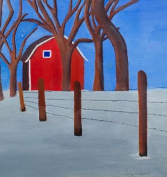 Snow-Covered Red Barn Watercolor by Kathleen Fitzgerald
