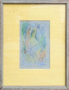 Vintage Modernist Pastel Drawing by  Illustrator Phil May
